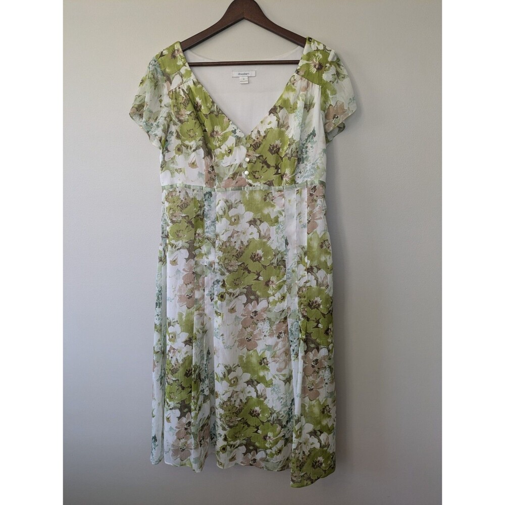 Vintage Dressbarn Babydoll Dress Forest Fairy 90s Y2K Dainty Coquette Midi Sz 12
